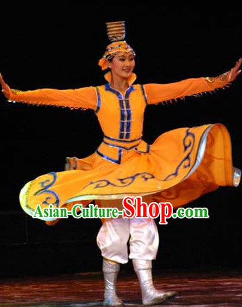 Chinese Stage Mongolian Dancing Dancewear Costumes Dancer Costumes Dance Costumes Chinese Dance Clothes Traditional Chinese Clothes Complete Set for Women Kids