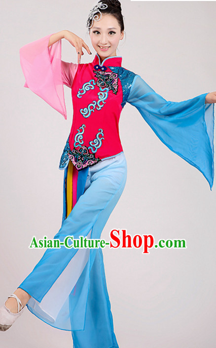 Chinese Traditional Stage Folk Dance Dancewear Costumes Dancer Costumes Dance Costumes Clothes and Headdress Complete Set for Children