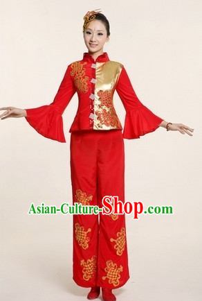 Chinese Traditional Stage Folk Dance Dancewear Costumes Dancer Costumes Dance Costumes Clothes and Headdress Complete Set for Children