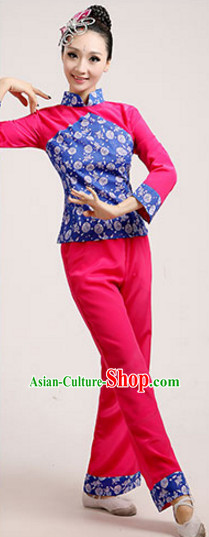 Chinese Traditional Stage Farmer Dance Dancewear Costumes Dancer Costumes Dance Costumes Clothes and Headdress Complete Set for Children