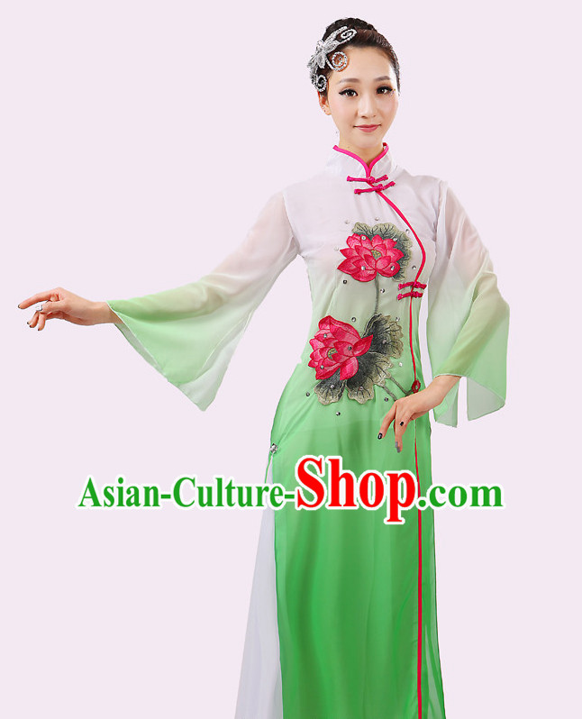 Chinese Traditional Stage Dance Dancewear Costumes Dancer Costumes Dance Costumes Clothes and Headdress Complete Set for Girls Ladies