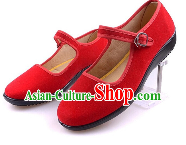 Top Red Chinese Traditional Tai Chi Shoes Kung Fu Shoes Martial Arts Shoes for Women