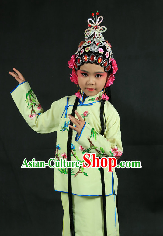 Chinese Traditional Opera Costumes and Headdress Complete Set for Kids