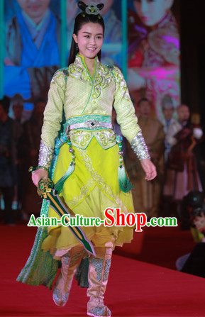 Chinese Ancient Princess Fighting Garment Costumes Complete Set for Women Girls