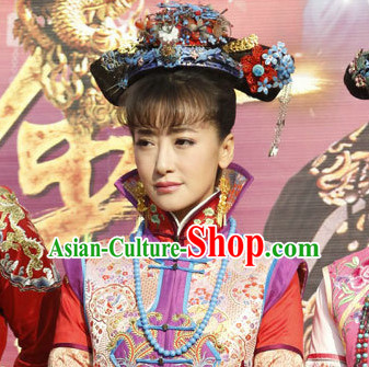 Chinese Classical Princess Queen Hair Jewelry Headwear Headdress and Long Wigs