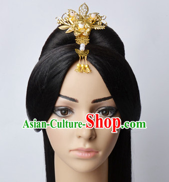 Chinese Classical Princess Queen Empress Hair Jewelry Headwear Headdress and Long Wigs