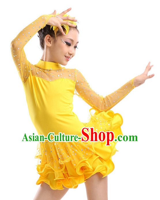 Chinese Modern Dance Costumes Complete Set for Kids Girls