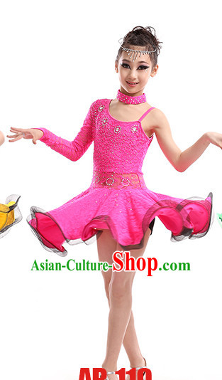 School Modern Latin Dance Costumes Complete Set for Kids Girls