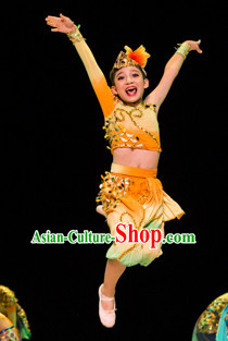 Chinese Folk Dance Costumes Complete Set for Kids Girls