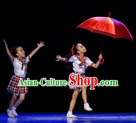 Chinese Primary School Students Dance Costumes Complete Set for Kids Girls