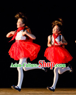 Chinese Primary School Students Dance Costumes Complete Set for Kids Girls