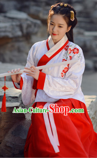 Top Chinese Ming Dynasty Beauty Wedding Hanfu Clothing Chinese Hanfu Costume Hanfu Dress Ancient Chinese Costumes and Hair Jewelry Complete Set for Women Girls Children