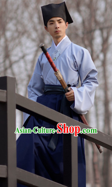 Top Chinese Han Dynasty Male Hanfu Clothing Chinese Hanfu Costume Hanfu Dress Ancient Chinese Costumes and Hat Complete Set for Men Boys Children