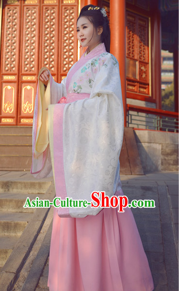 Top Chinese Han Dynasty Beauty Princess Hanfu Clothing Chinese Hanfu Costume Hanfu Dress Ancient Chinese Costumes and Hair Jewelry Complete Set for Women Girls Children