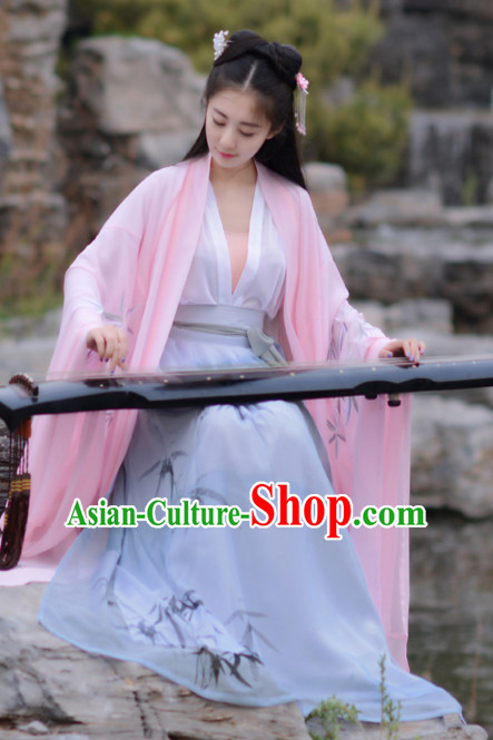 Top Chinese Han Dynasty Beauty Princess Hanfu Clothing Chinese Hanfu Costume Hanfu Dress Ancient Chinese Costumes and Hair Jewelry Complete Set for Women Girls Children