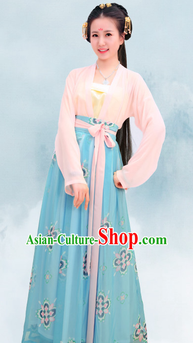 Top Chinese Han Dynasty Beauty Princess Hanfu Clothing Chinese Hanfu Costume Hanfu Dress Ancient Chinese Costumes and Hair Jewelry Complete Set for Women Girls Children