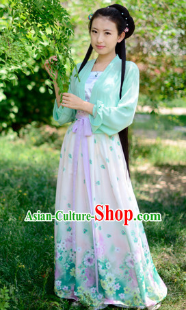 Top Chinese Han Dynasty Beauty Princess Hanfu Clothing Chinese Hanfu Costume Hanfu Dress Ancient Chinese Costumes and Hair Jewelry Complete Set for Women Girls Children