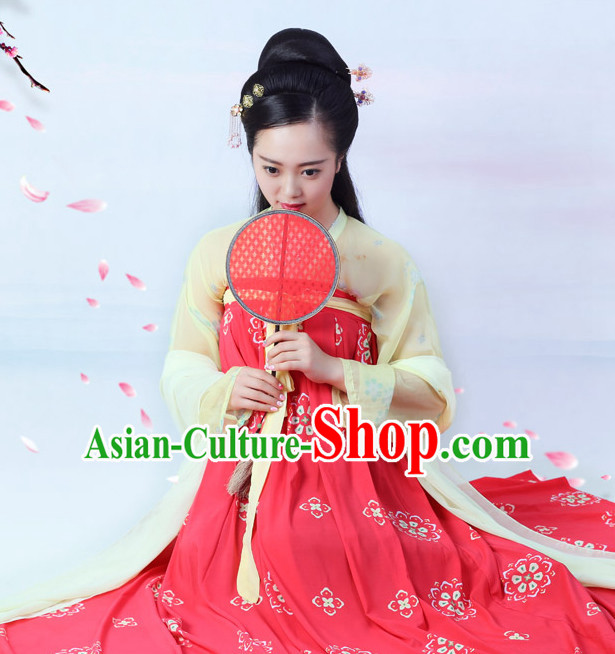 Top Chinese Tang Dynasty Princess Hanfu Clothing Chinese Hanfu Costume Hanfu Dress Ancient Chinese Costumes and Hat Complete Set for Women Girls Children