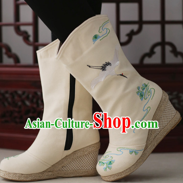 Chinese Ancient Style High Heel Embroidered Boots