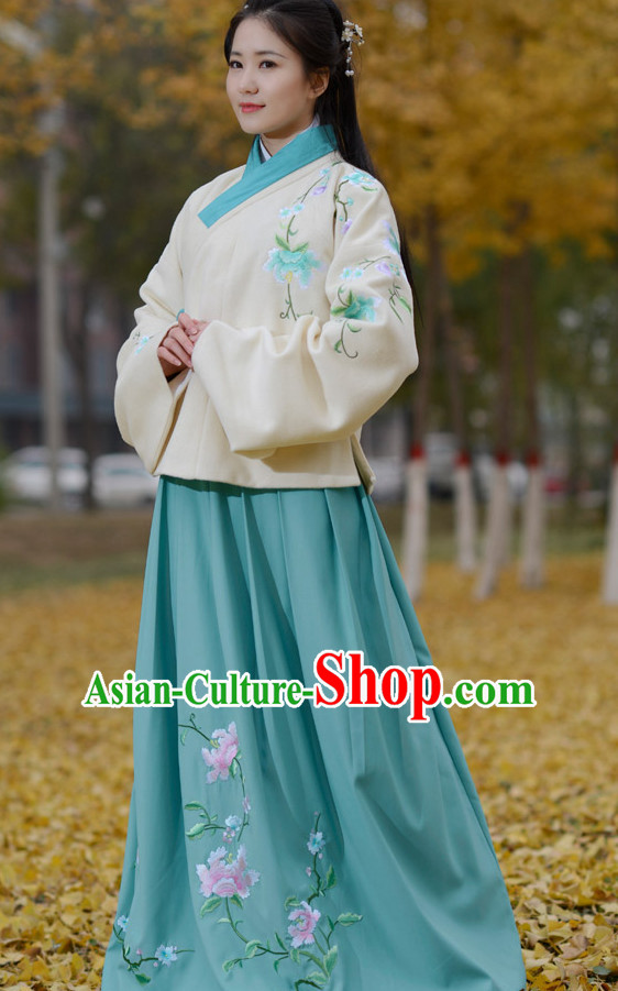 Top Chinese Ming Dynasty Female Hanfu Clothing Chinese Hanfu Costume Hanfu Dress Ancient Chinese Costumes and Hat Complete Set for Women Girls Children