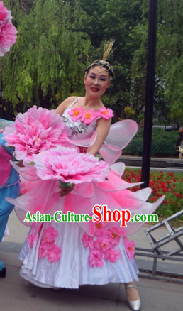 Chinese Folk Flower Dance Costumes Complete Set for Women