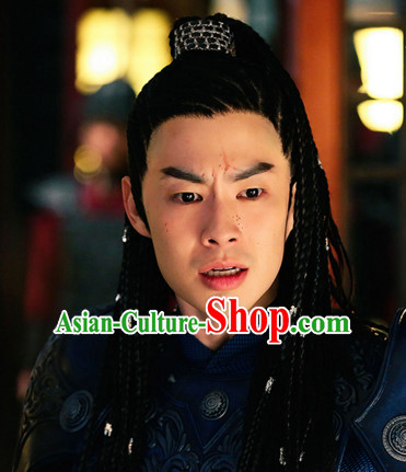 Ancient Chinese Style Superhero Swordsman Long Black Wigs for Men