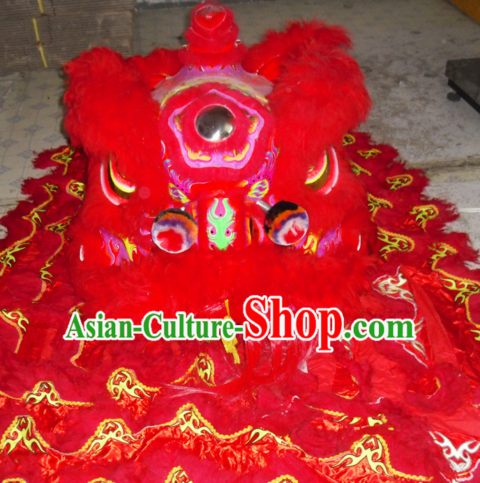 Red Top Competition and Parade Fut San Lion Dancing Costume Complete Set