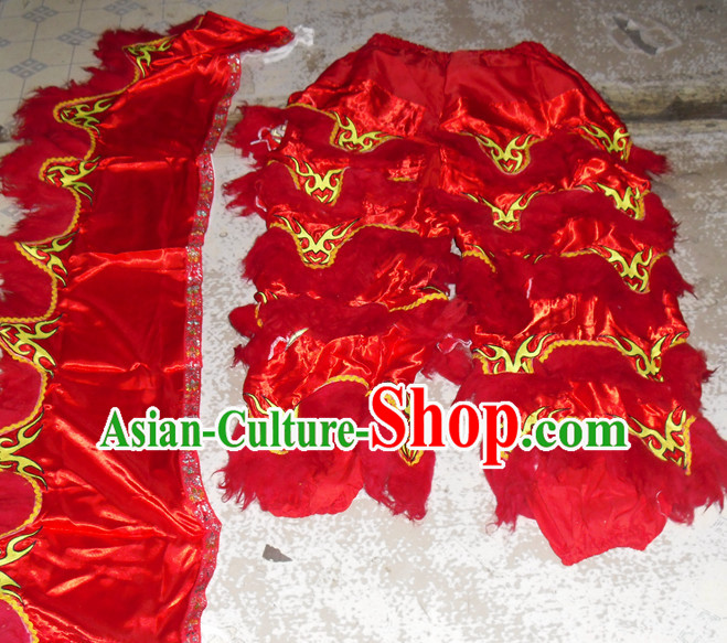 Red Top Asian Chinese New Year Performance 2 Pairs of Lion Dance Pants and Claws