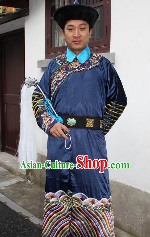 Top Chinese Qing Dynasty Official Costume Costumes and Hat Complete Set for Men and Boys