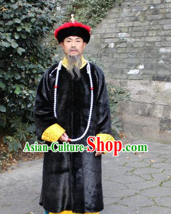 Top Chinese Qing Dynasty Official Costume Costumes and Hat Complete Set for Men and Boys