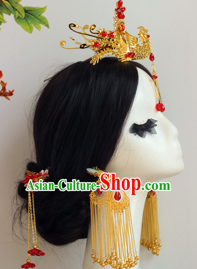 Top Chinese Traditional Wedding Headpieces Hair Jewelry Bridal Hair Clasp Hairpins Set