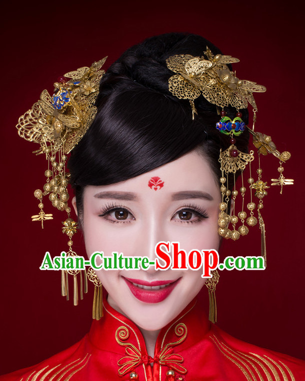 Top Chinese Traditional Wedding Headpieces Hair Jewelry Bridal Hair Clasp Hairpins Set