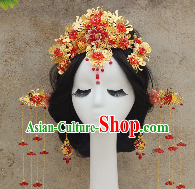 Top Chinese Traditional Wedding Headpieces Hair Jewelry Bridal Hair Clasp Hairpins Set