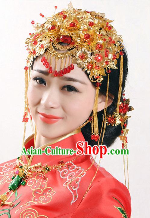 Top Chinese Traditional Wedding Headpieces Hair Jewelry Bridal Hair Clasp Hairpins Set