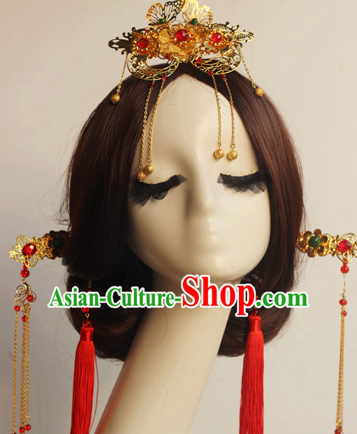 Top Chinese Traditional Wedding Bridal Crown Headpieces Hair Jewelry Bridal Hair Clasp Hairpins Set