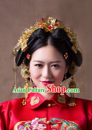 Top Chinese Traditional Wedding Bridal Phoenix Coronet Crown Headpieces Hair Jewelry Bridal Hair Clasp Hairpins Set