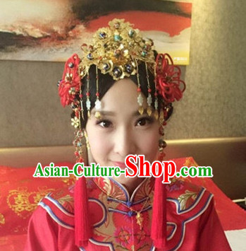 Top Chinese Traditional Wedding Bridal Phoenix Coronet Crown Headpieces Hair Jewelry Bridal Hair Clasp Hairpins Set