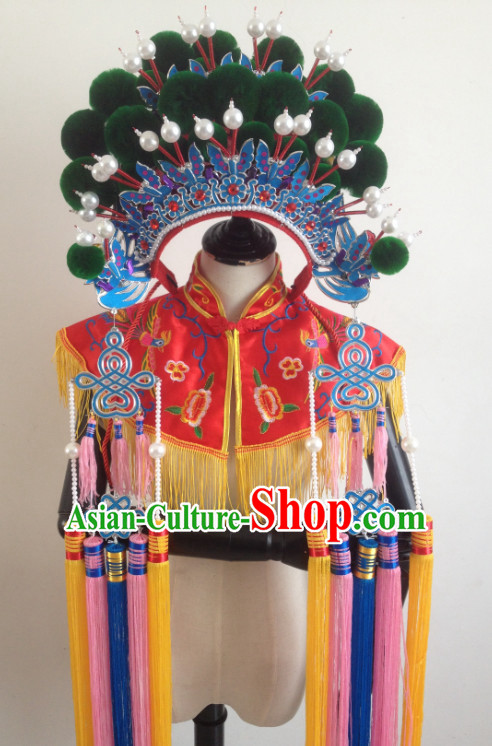 Green Chinese Traditional Phoenix Coronet Opera Hat