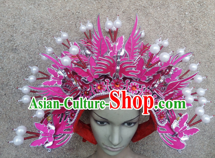 Light Purple Chinese Traditional Phoenix Coronet Opera Hat