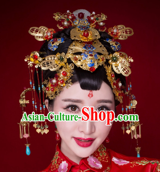 Top Chinese Traditional Wedding Headpieces Hair Jewelry Bridal Hair Clasp Hairpins Set