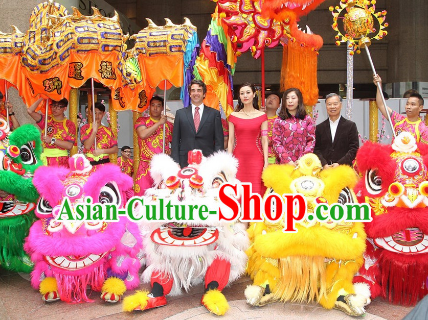 Supreme 100_ Long Natural Wool Chinese Southern Lion Dance Equipments Complete Set