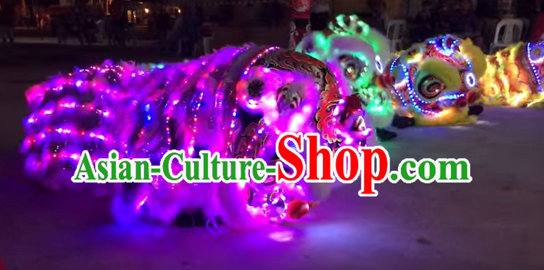 Luminous LED Lights Supreme 100_ Long Natural Wool Chinese Southern Lion Dance Equipments Complete Set