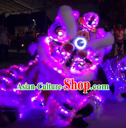 Luminous LED Lights Supreme 100_ Long Natural Wool Chinese Southern Lion Dance Equipments Complete Set