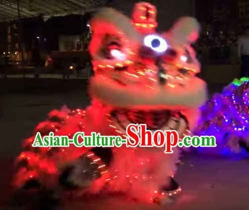 Luminous LED Lights Supreme 100_ Long Natural Wool Chinese Southern Lion Dance Equipments Complete Set