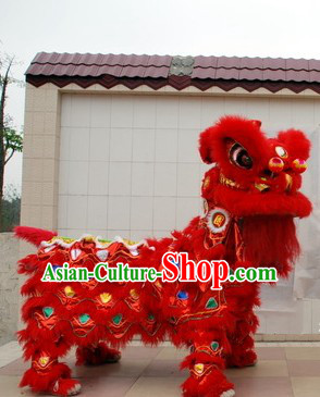 Red 2008 Beijing Olympic Games Opening Ceremony 100_ Natural Long Wool Lion Dance Equipments Complete Set
