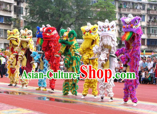 Big Opening Ceremony 100_ Natural Long Wool Lion Dance Equipment Complete Set