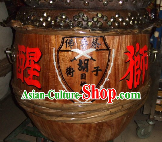 24 Inches Chinese Traditional Big Lion Dance Wooden Drum