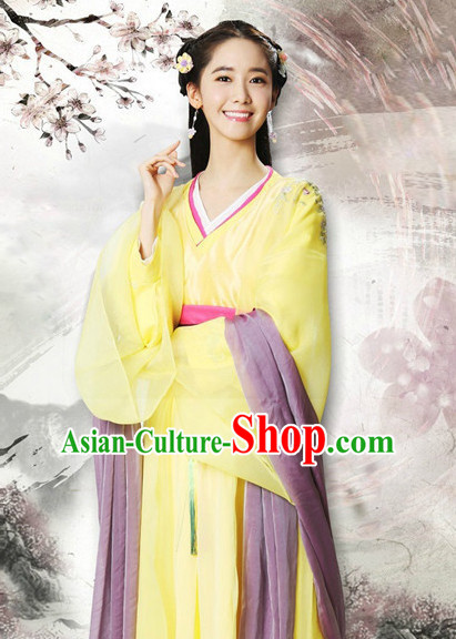 Chinese Ancient Style Princess Hanfu Clothes and Hair Jewelry Complete Set