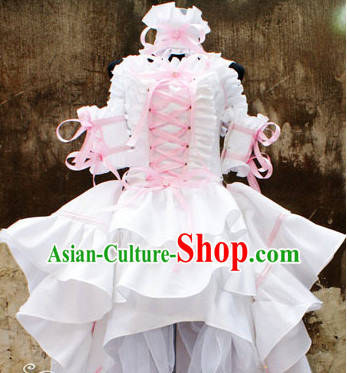 Custom Made Chobits Cosplay Costumes and Headwear Complete Set for Women or Girls
