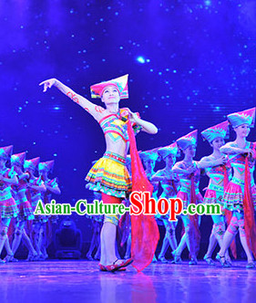 Chinese Stage Performance Ethnic Dance Costumes Complete Set for Women